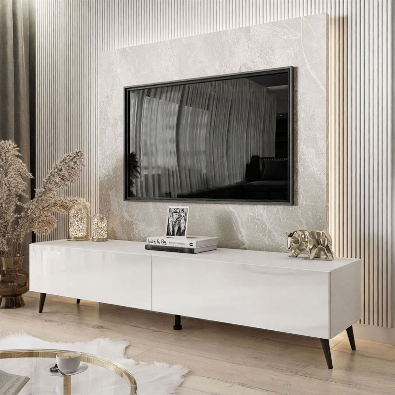 Ozora TV Stand White Gloss, Black/White Gloss