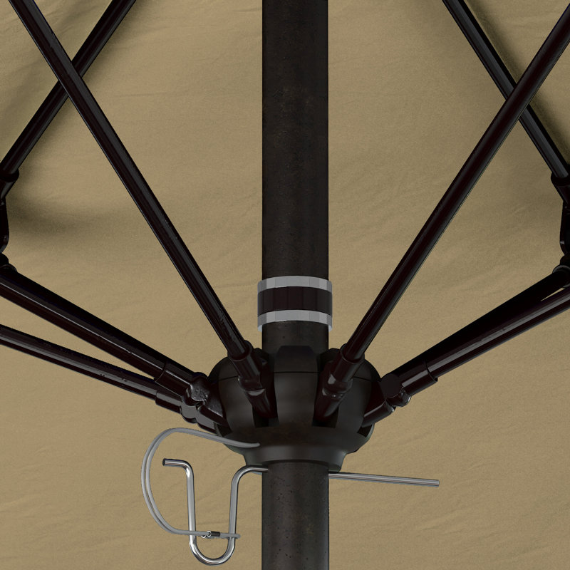 Parasol de marché commercial en aluminium Geil, Toile Sunbrella® beige antique, Bronze