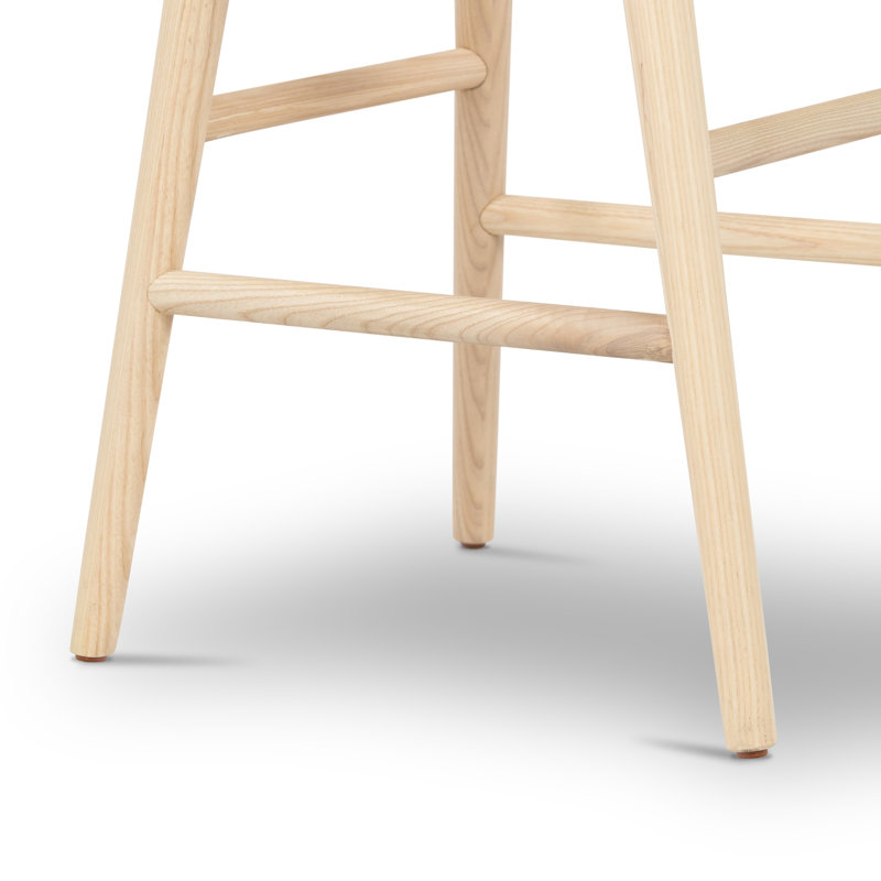 Union Wallis Belfast Solid Wood Stool, Rayon/Viscose - Essence Natural/Light Parawood, Counter Stool (26" Seat Height)