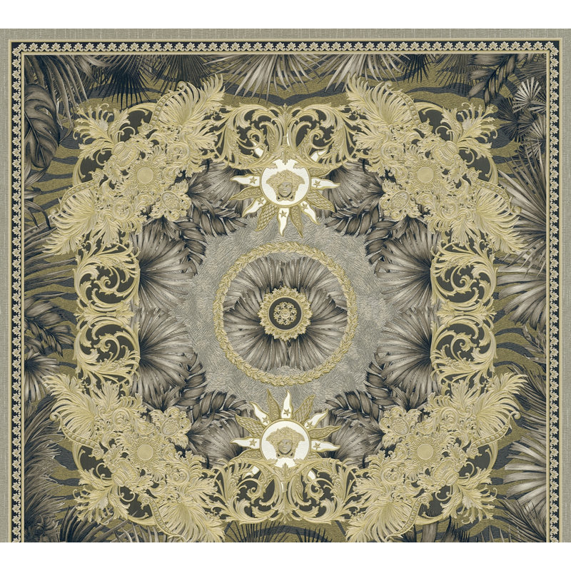 Versace Heartthrob Mirage Unpasted Vinyl Wallpaper, Gold/Beige/Gray
