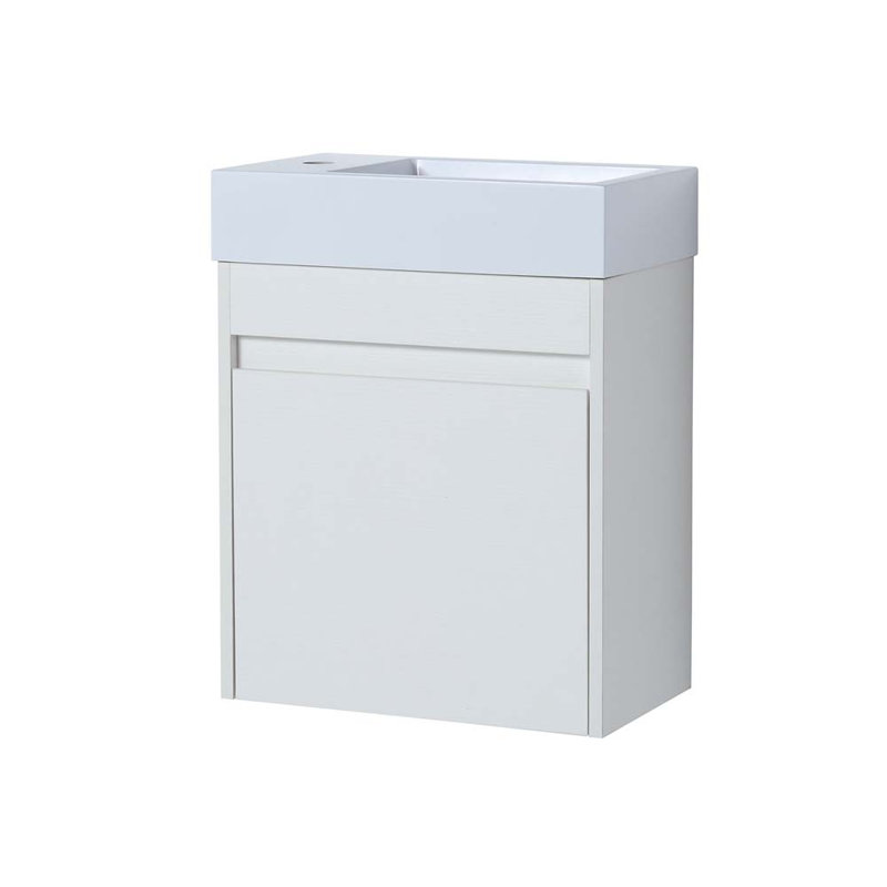Meuble-lavabo simple 18,11 avec lavabo, Grain droit blanc