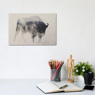 Bison In The Fog by Andreas Lie - Print on Canvas