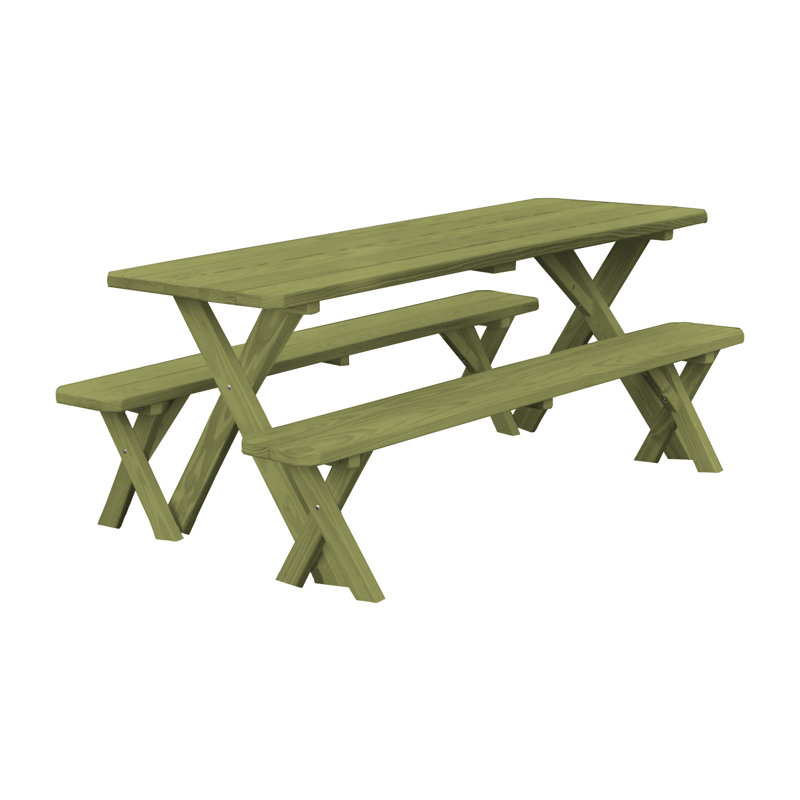 Dyann Rectangular 6 - Person Pine Picnic Table, Linden Leaf Stain, 30" H x 27" W x 55" D