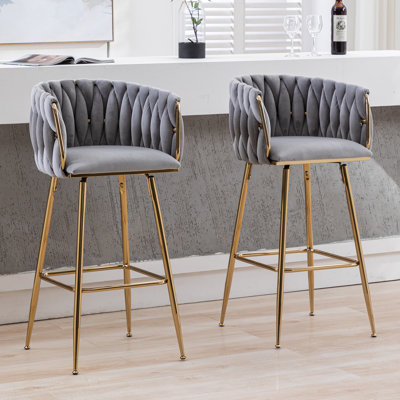 Tabourets de bar pivotants rembourrés avec structure en métal (ensemble de 2)