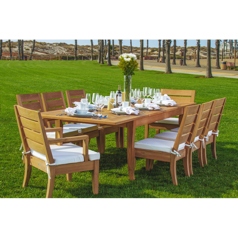 Ensemble repas 9 pièces teck luxueux Jagger