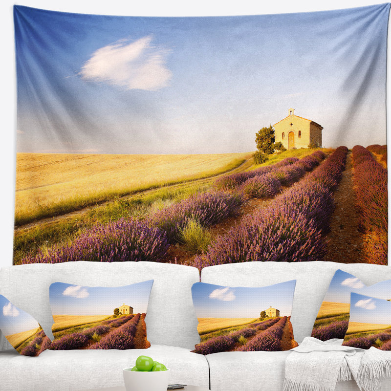 Tapisserie «Grain Fields» avec lignes lavande, H 32 po x l 39 po