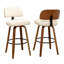 Tabourets de comptoir pivotants rembourrés en cuir de polyuréthane de style Mid-Century avec dossier courbé en bois-984185776-984185778