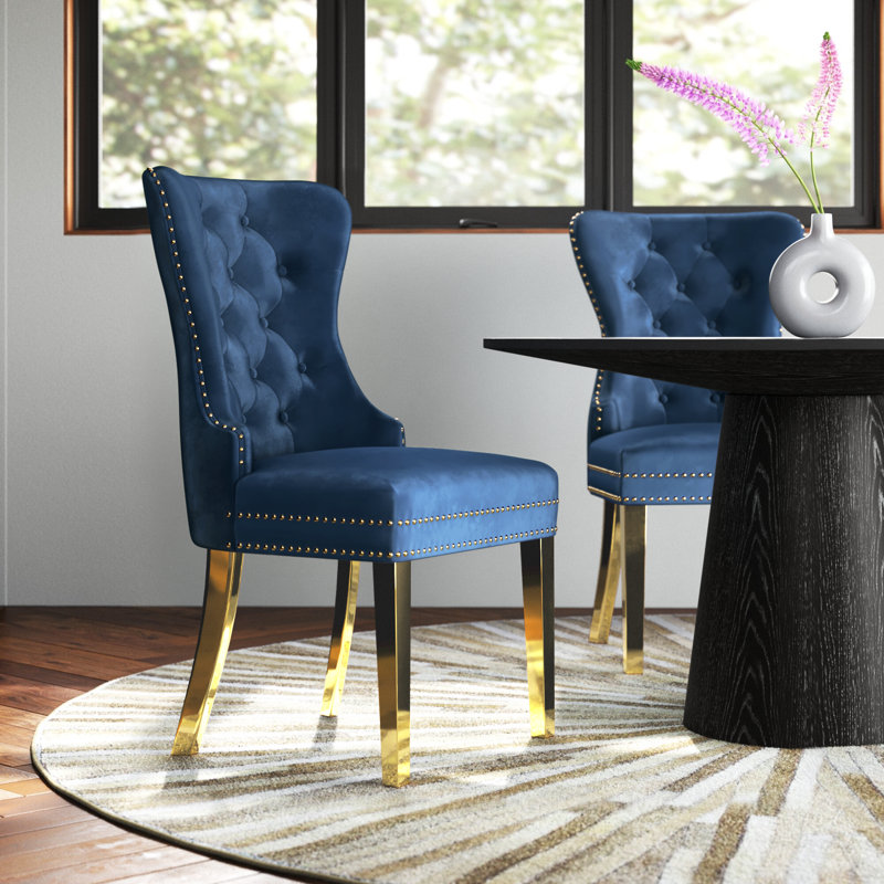 Chaise de salle à manger Maciel, Bleu marine
