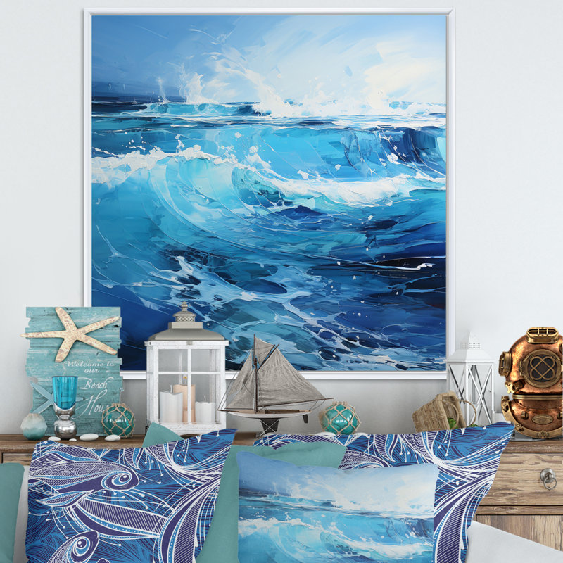 Raju Blue Infinity of the Ocean III - impression, H 24 po x l 24 po x P 1 po, Cadre flottant blanc