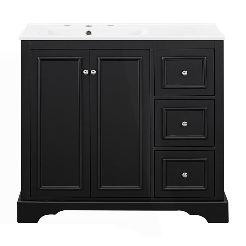 Meuble-lavabo transitionnel avec lavabo en céramique, Noir