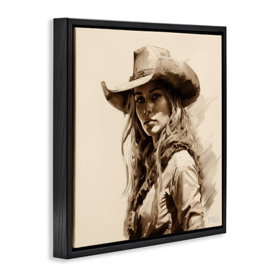 «Western Cowgirl Gaze», art mural encadré sur toile flottante par RB
