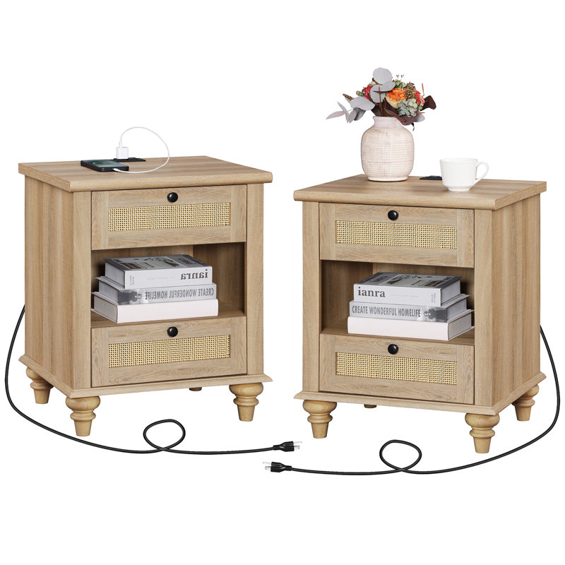 Scarlett 2 - Drawer End Table Set and Built-In Outlets