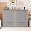Lit escamotable avec tiroir et un ensemble de prises et de ports USB, structure de poulie, gris