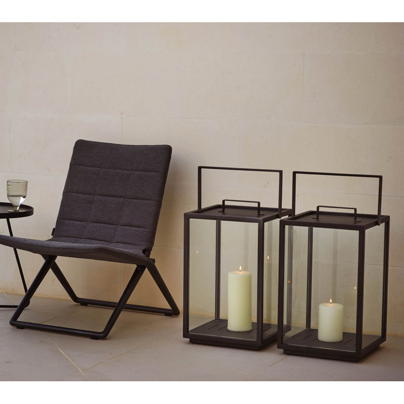 Lighthouse Aluminum/Glass Floor Lantern, Lava Gray, 21.3" H x 13" W x 13" D