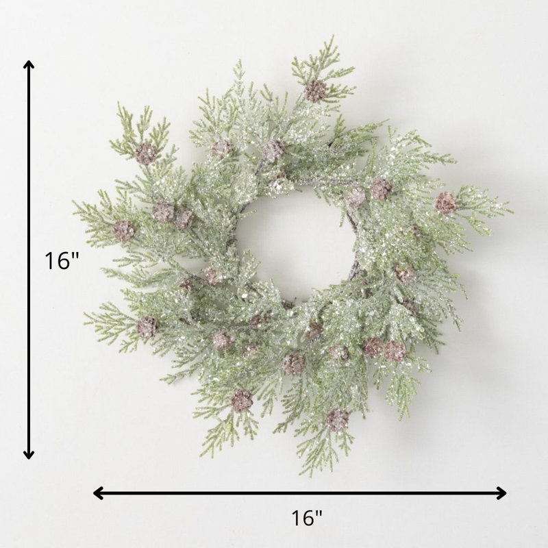 Couronne de cèdre artificiel givré