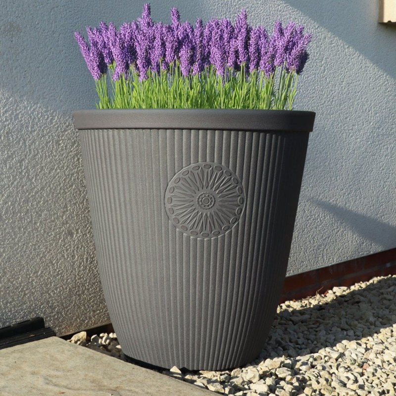 Tall Somerville Planter -  100% Recycled Plastic Plant Pot, 42cm H x 40.5cm W x 40.5cm D, Grey