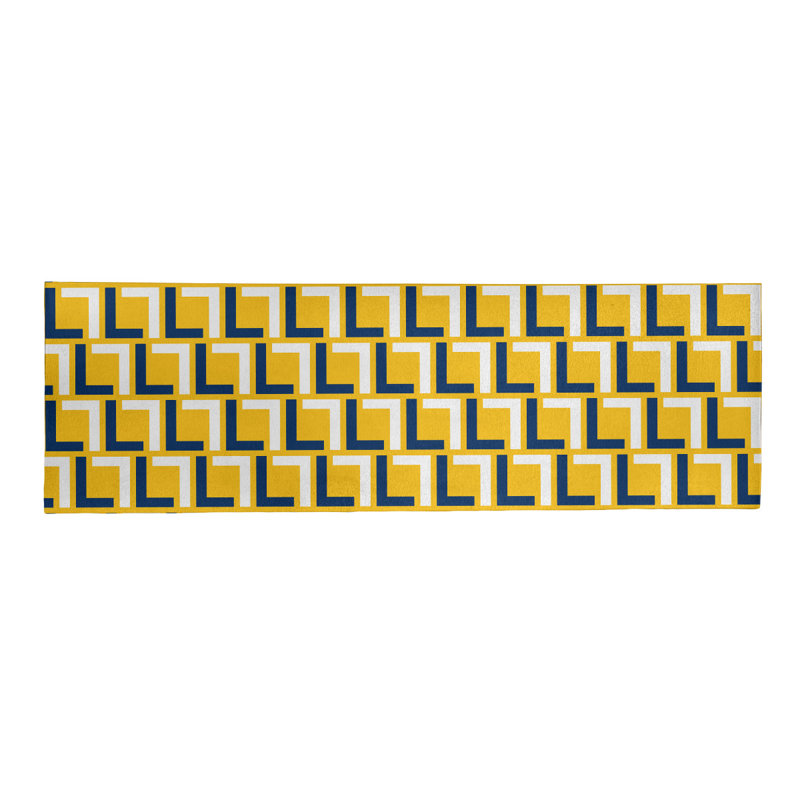 Tapis de couloir à motif géométrique jaune