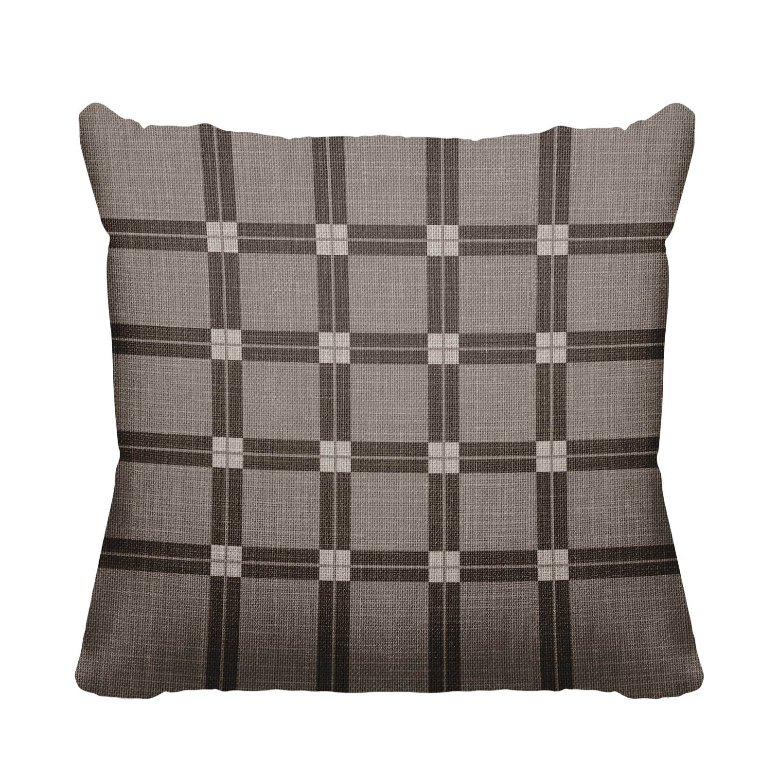 Plaid Indoor/Outdoor Throw Pillow, 15" W x 15" H, Umber