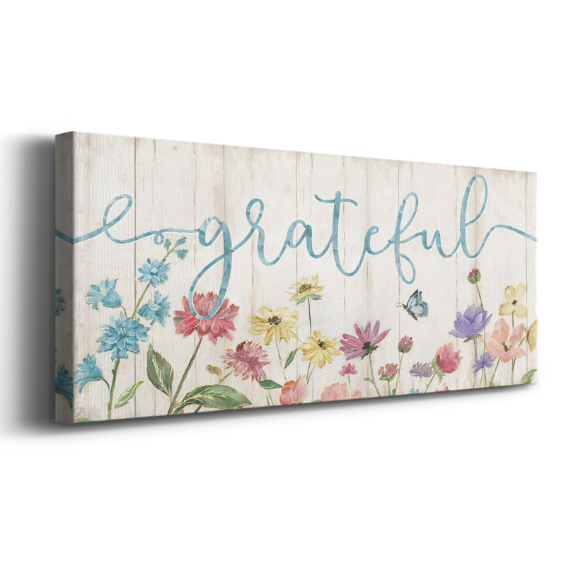 «Grateful Wildflowers On Canvas», art textuel, H 24 po x l 60 po x P 1,5 po