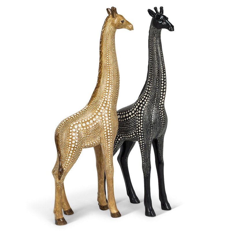 Figurine girafe à pois Ecorse, Noir / blanc