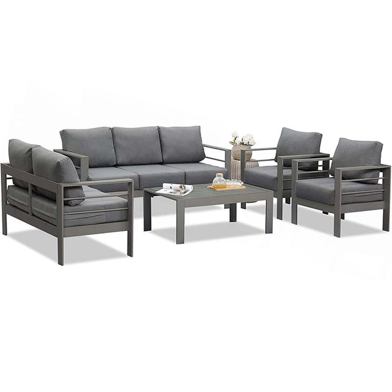 Ensemble de conversation d'extérieur toutes saisons 5 pièces, canapé modulaire, canapé en aluminium