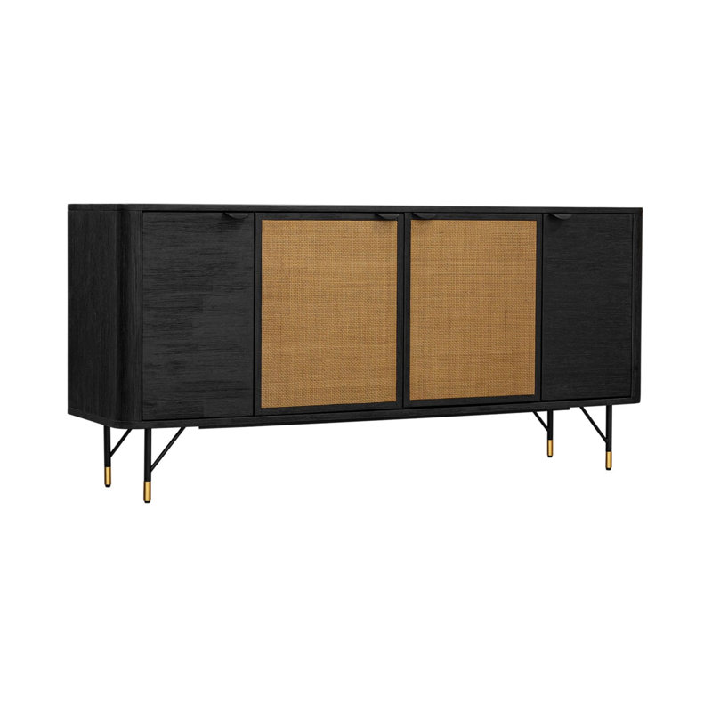 Buffet en acacia noir avec rotin Weweantic