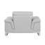 Chaise en cuir véritable gris clair-26164619