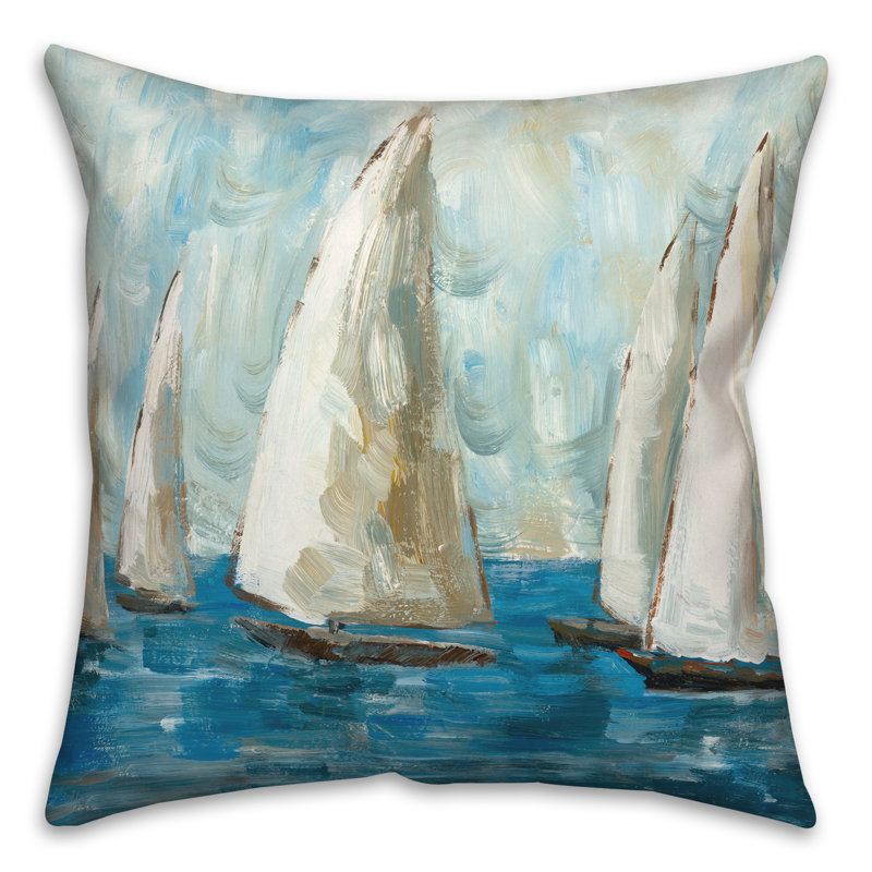  Housse de coussin d'extérieur carré peint, Bleu clair
