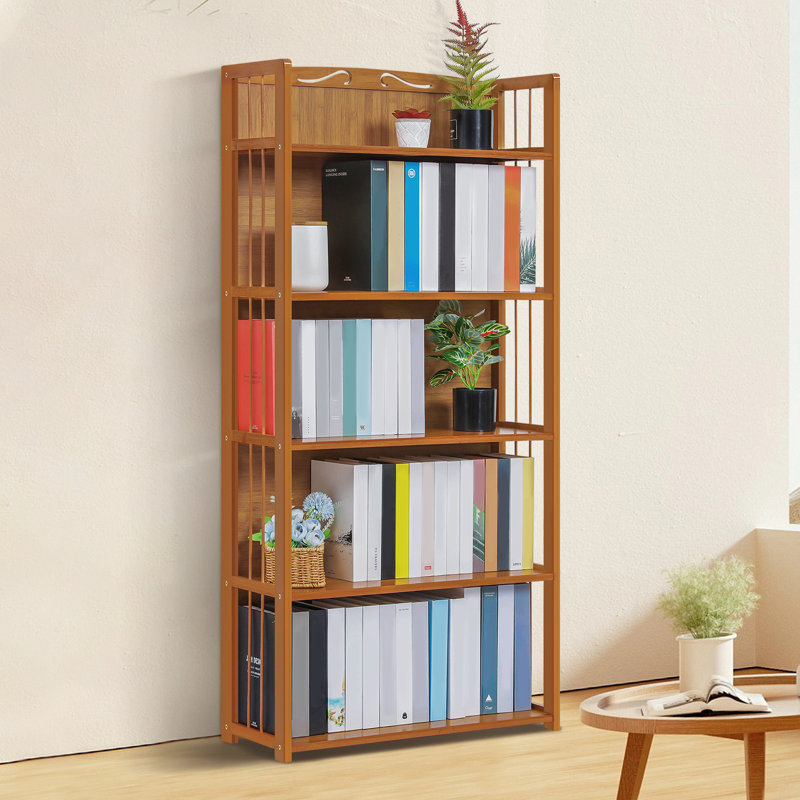 Bibliothèque de rangement en bambou Kambrina, (6 tablettes) H 67,3 po x l 31,1 po x P 9,8 po