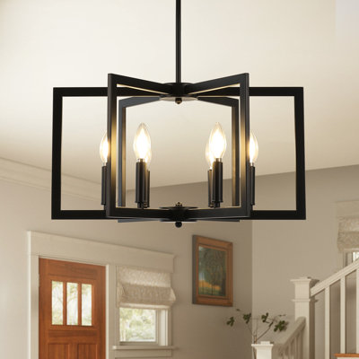 6-Light Dimmable Geometric Square/Rectangle Chandelier