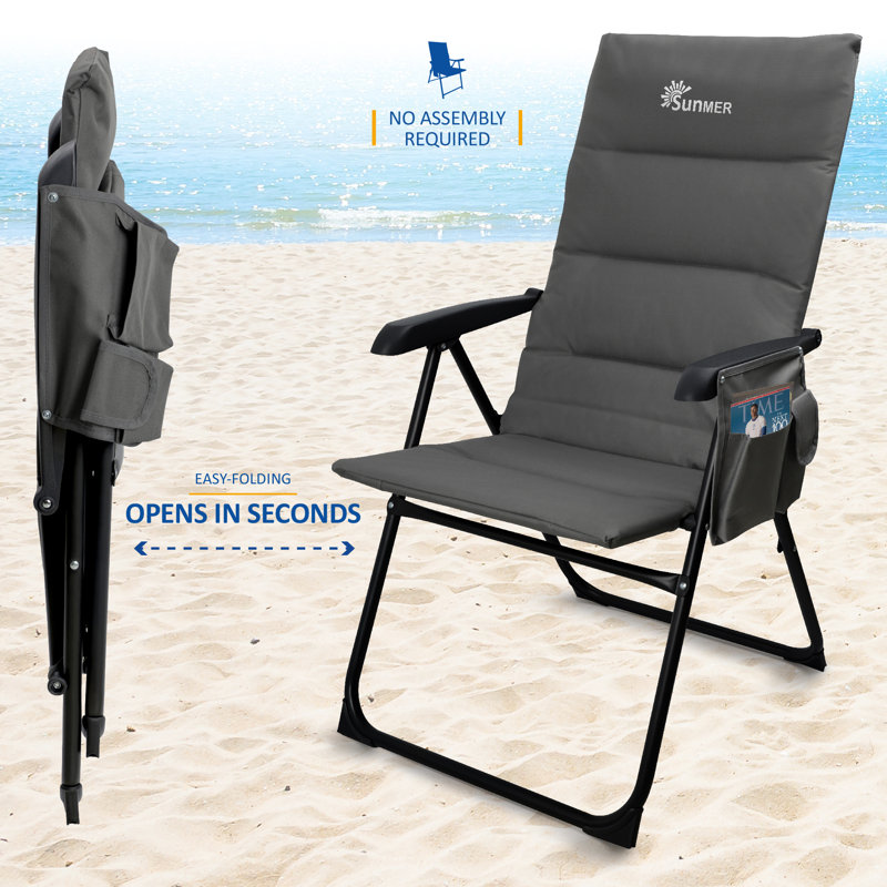 SUNMER Folding Deck Reclining Chairs, Grey