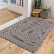 Indoor Doormat Entryway Mat, Non Slip Absorbent Mud Trapper 20''x32'' Khaki