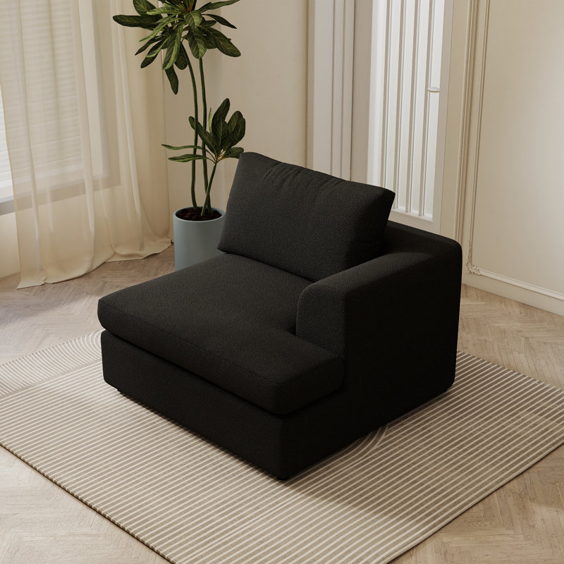 Fauteuil d'appoint rembourré à gauche Boucle, Black