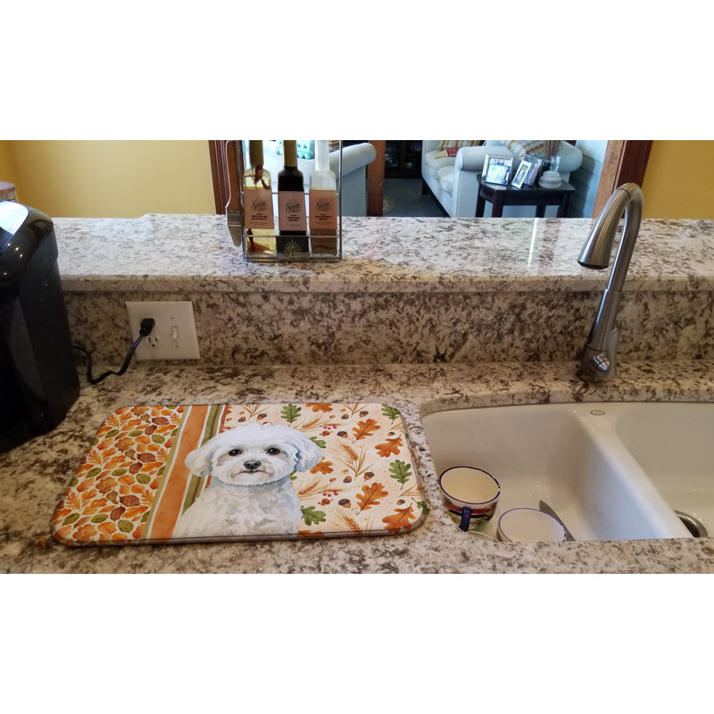 Bichon Frise Heirloom Fall Dish Drying Mat