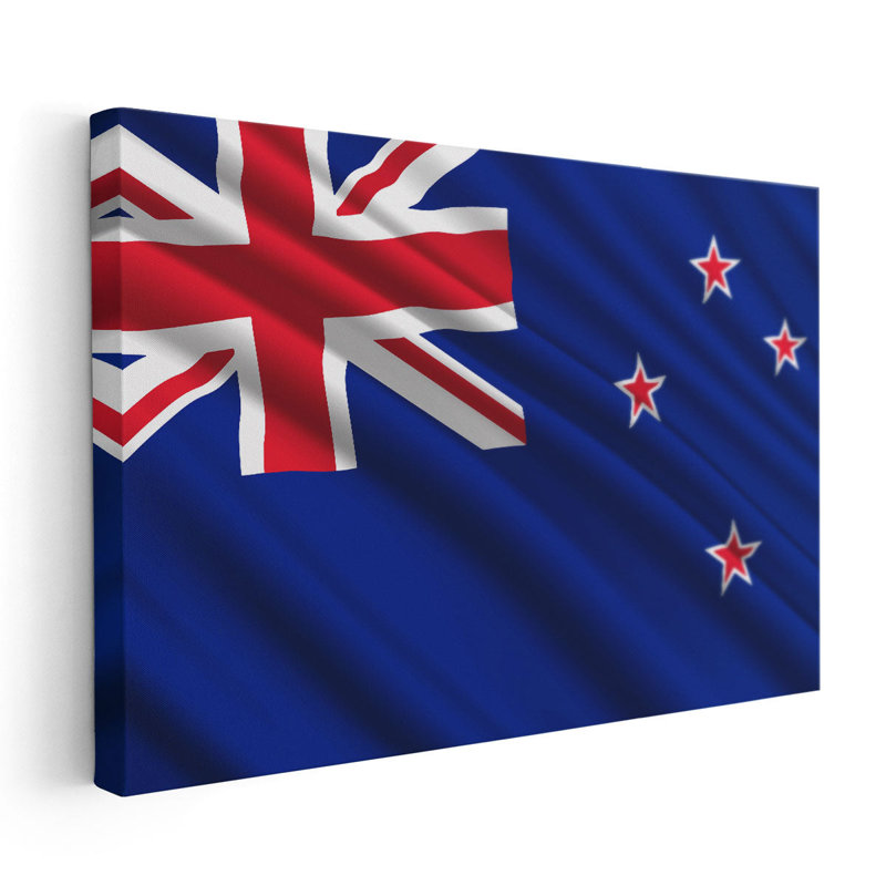 Drapeau de la Nouvelle-Zélande flottant - reproduction d'art sur toile, H 20 po x l 30 po