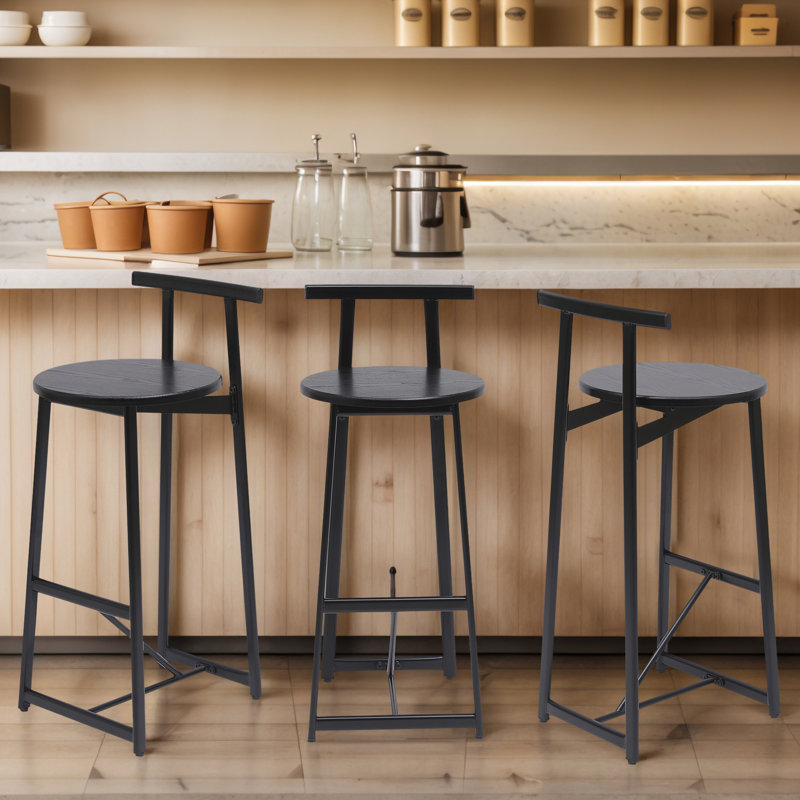  Hauteur tabourets de bar avec dossier, Noir