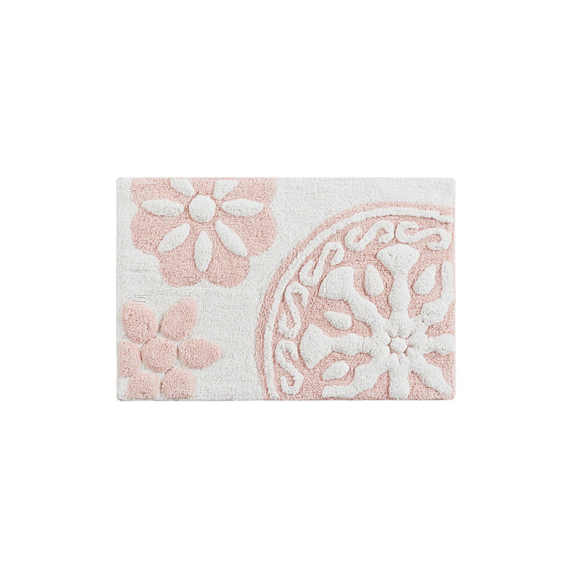 Tapis de bain en coton touffeté Medallion, Rose, L 0,5 po x l 20 po