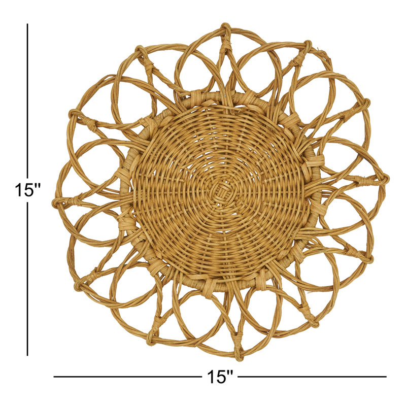Nicola Rattan No Pattern Round Placemat, Caramel