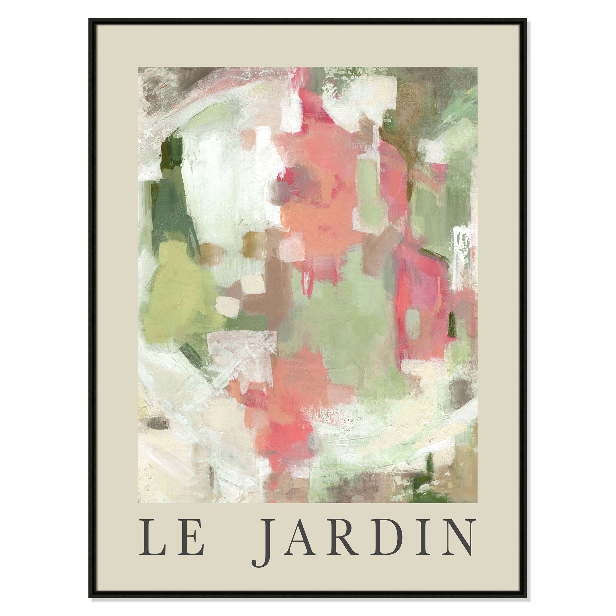 Botanical Poster Collection " Le Jardin " by Carol Robinson, Espresso Floater Frame, 49.5" H x 37.5" W x 2" D, No