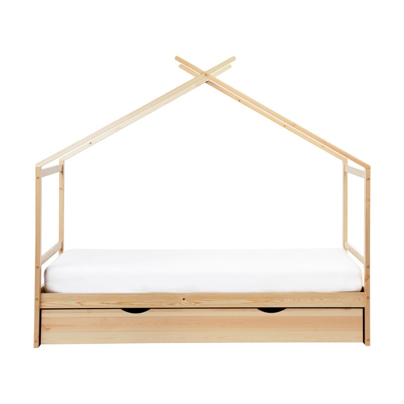 ORGEVAL Solid Wood Storage Bed, Brown