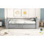 Lit de jour simple avec tablettes et tiroirs, gris
