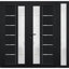 Portes d'entrée extérieures prémontées en PVC-U métal-plastique MANUX 8088, noir mat, avec imposte latérale, pour bureaux, commerces et habitations, entrée, patio, garage, 86 x 80