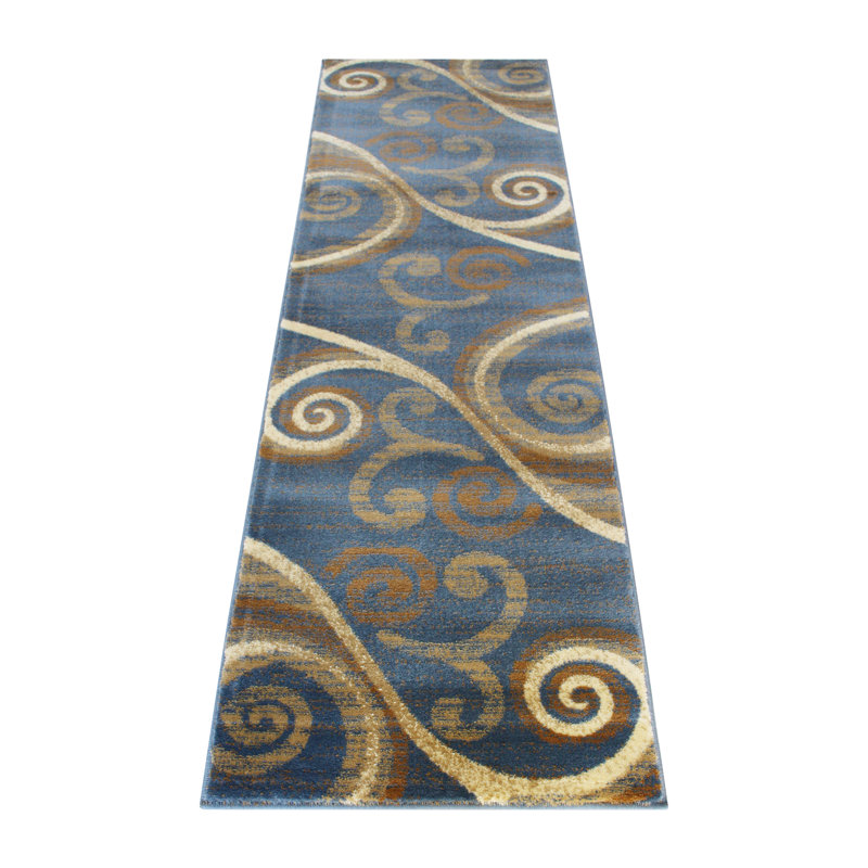 Tapis intérieur à motif abstrait tourbillonnant Aarley-Ray, Tapis de couloir 2 pi x 7 pi 3 po