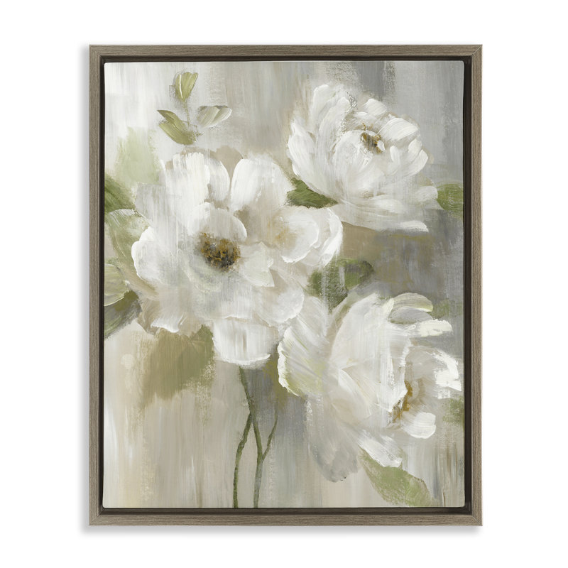 Art mural sur toile flottant Subtile Magnolia Blossoms, design par Nan, H 31 po x l 25 po, Cadre flottant orme Montalcino
