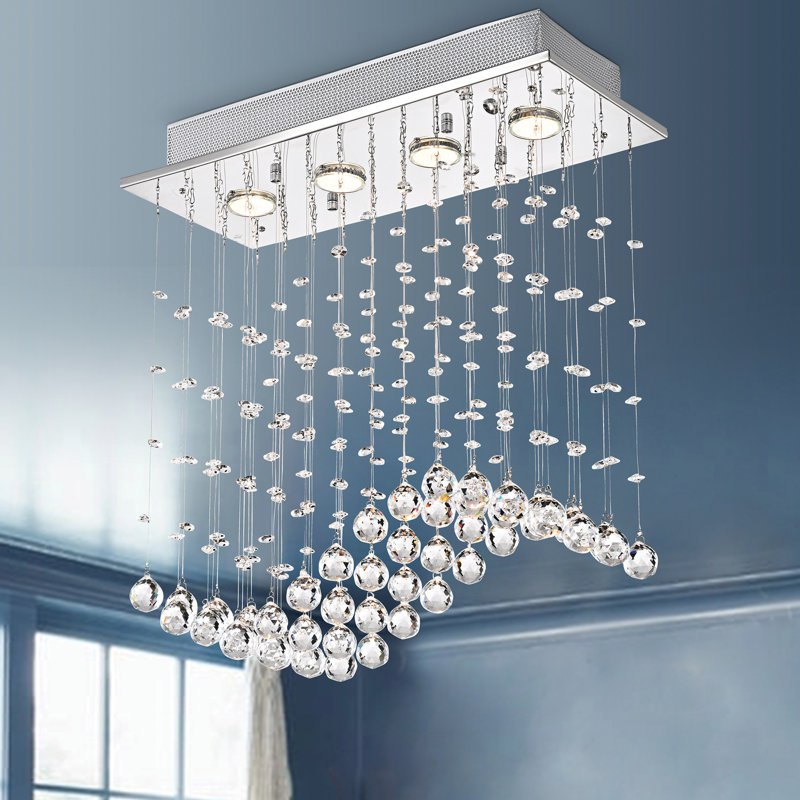 Lustre encastré en cristal 4 lumières Omara