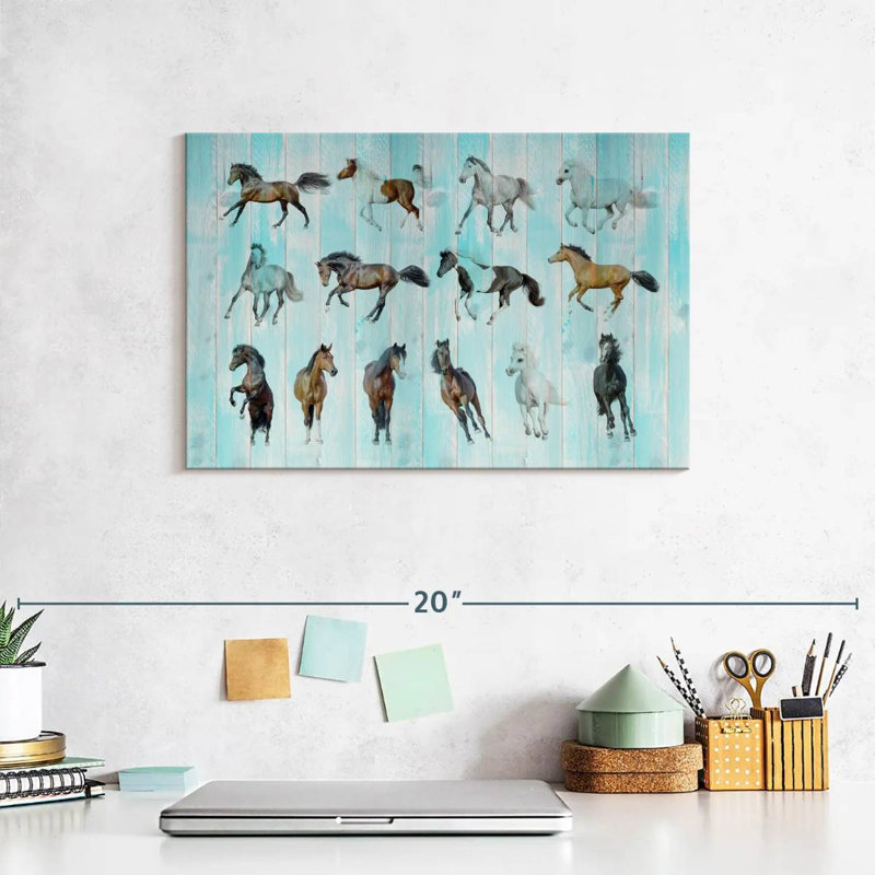 Wooden Horses, 8" H x 12" W