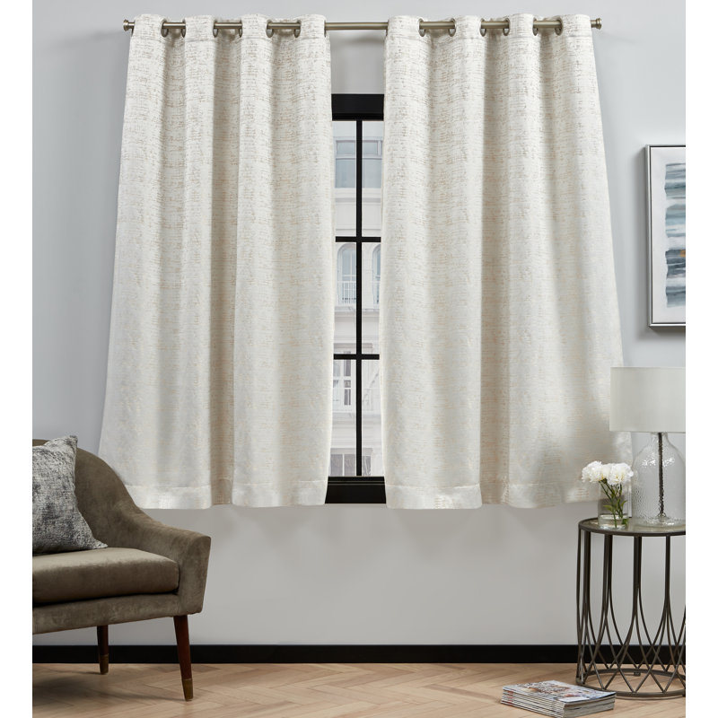 Paire de rideaux obscurcissant avec œillets, Ivoire / Doré, 52 po x 84 po