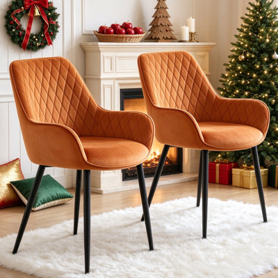 Velvet Upholstered Quilted Armchair for Dining Room, Bar, Restaurant or Hotel