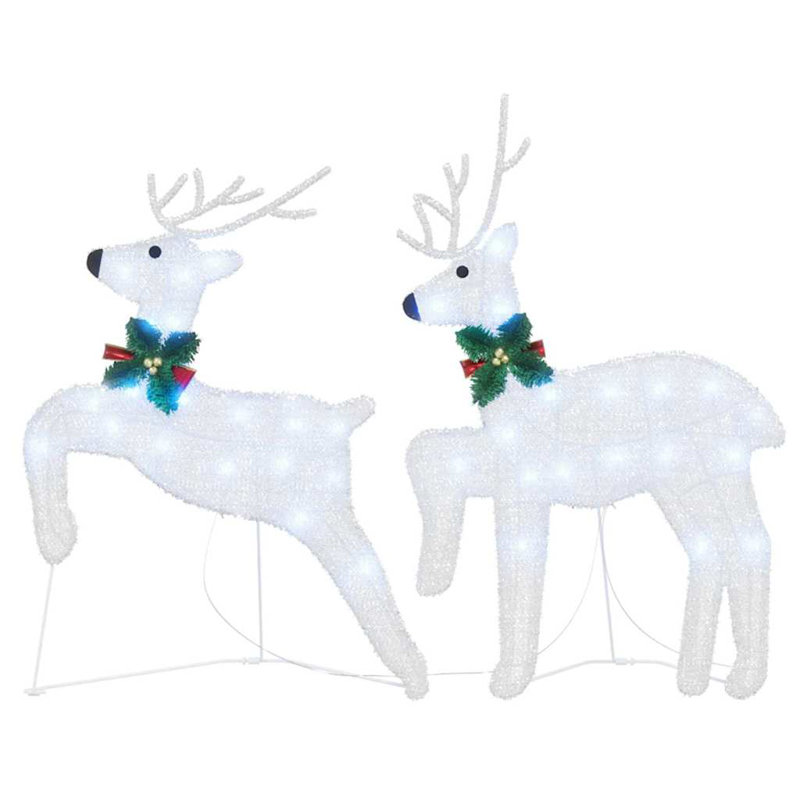vidaXL LED Reindeers Fabric, Cold White