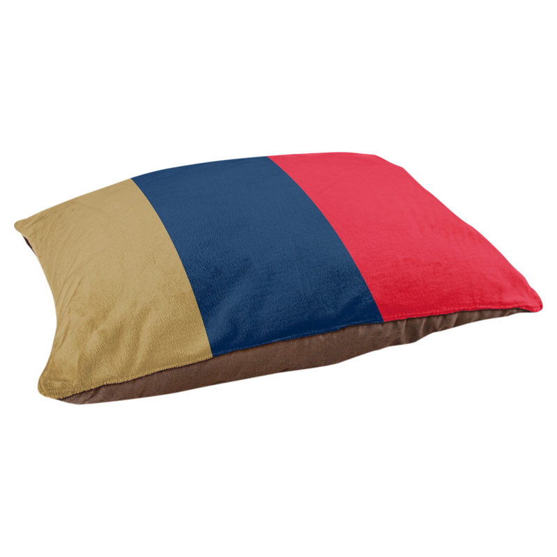 Oreiller rectangulaire Bousson, Moyen (L 18 po x l 28 po), Or / bleu marine / rouge